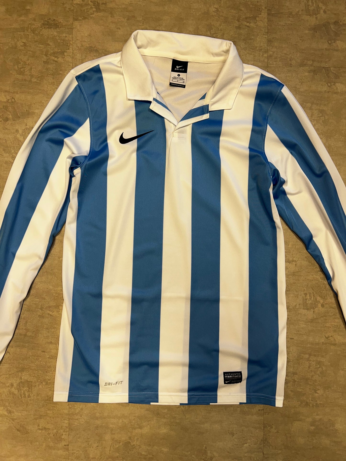 Nike shirt light blue and white long sleeves