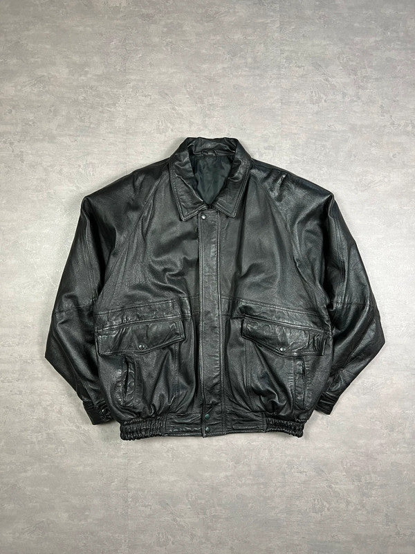 100% real leather bomber jacket