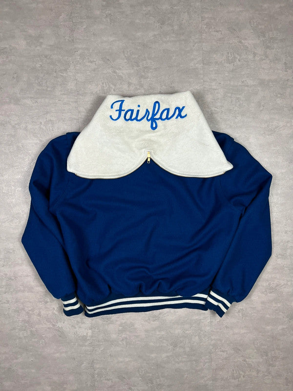 Varsity jacket with zipped hood