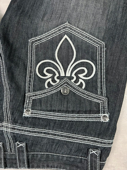 Victorious Y2K black denim embroidered details